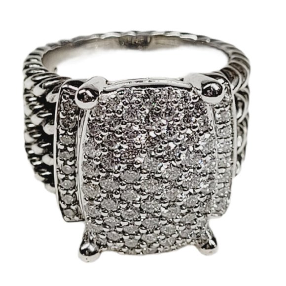 David Yurman Wheaton Diamond Ring Sterling Silver - Picture 4 of 9